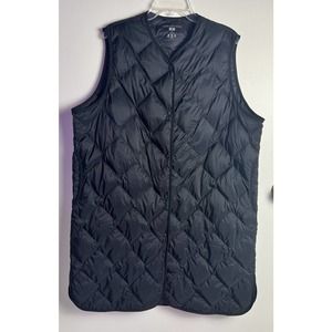 Uniqlo Long Vest XL Black Ultra Light Down Quilted Packable 750 Filo